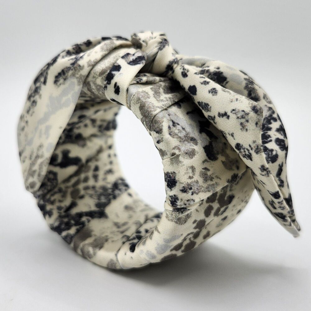 Chico's Silk Scarf Hinged Cuff Bracelet w/ Snakeskin Print